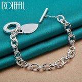 925 Silver TO Button Love Heart Pendant Bracelet Chain Charm Jewelry