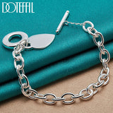 925 Silver TO Button Love Heart Pendant Bracelet Chain Charm Jewelry