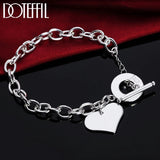 925 Silver TO Love Heart Bracelet Women Wedding Engagement Party Jewelry