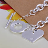 925 Silver TO Love Heart Bracelet Women Wedding Engagement Party Jewelry