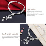 925 Silver Tassel Love Heart Chain Bracelet Wedding Jewelry
