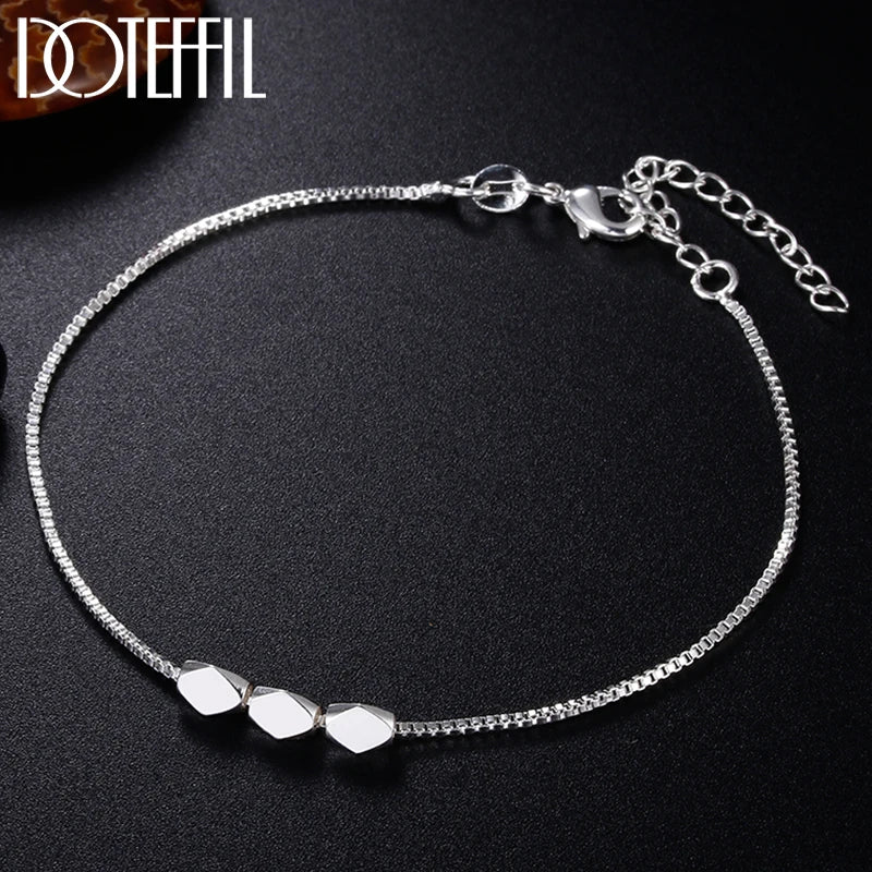 925 Silver Beads Bracelet Chain for Women Wedding Engagement Party