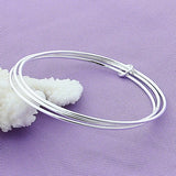 925 Silver Three Circle Bangle Bracelet Wedding Charm Jewelry