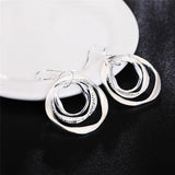 925 Silver Three Circle Drop Earring Wedding Party Jewelry