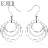 925 Silver Three Circle Drop Earring Wedding Party Jewelry