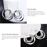 925 Silver Three Circle Drop Earring Wedding Party Jewelry