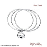 925 Silver Three Circle Heart Bangle Wedding Party Jewelry