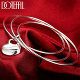925 Silver Three Circle Heart Bangle Wedding Party Jewelry
