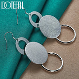 925 Silver Three Circle Matte Drop Earrings Women Party Gift