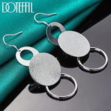 925 Silver Three Circle Matte Drop Earrings Women Party Gift