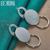925 Silver Three Circle Matte Drop Earrings Women Party Gift