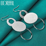 925 Silver Three Circle Matte Drop Earrings Women Party Gift