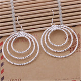 925 Silver Three Circle Earring For Women Wedding Party