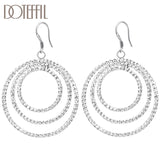 925 Silver Three Circle Earring For Women Wedding Party