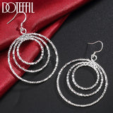 925 Silver Three Circle Earring For Women Wedding Party