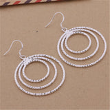 925 Silver Three Circle Earring For Women Wedding Party