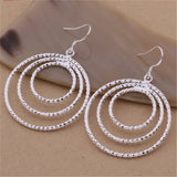 925 Silver Three Circle Earring For Women Wedding Party