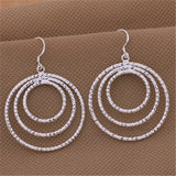 925 Silver Three Circle Earring For Women Wedding Party