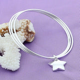 925 Silver 3 Circle Star Bangle Bracelet Wedding Engagement
