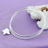 925 Silver 3 Circle Star Bangle Bracelet Wedding Engagement