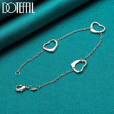 925 Silver Hearts Chain Bracelet For Women Wedding Jewelry