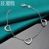 925 Silver Hearts Chain Bracelet For Women Wedding Jewelry
