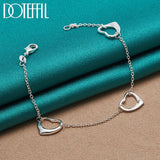 925 Silver Hearts Chain Bracelet For Women Wedding Jewelry