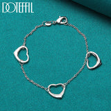 925 Silver Hearts Chain Bracelet For Women Wedding Jewelry