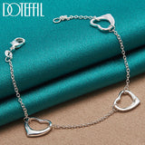 925 Silver Hearts Chain Bracelet For Women Wedding Jewelry