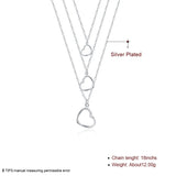 925 Silver Three Hearts Pendant Necklace Women Wedding Jewelry