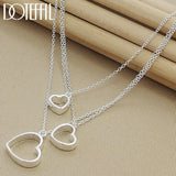 925 Silver Three Hearts Pendant Necklace Women Wedding Jewelry