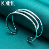 925 Silver Three Line Bangles Bracelet for Wedding