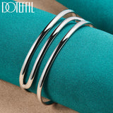 925 Silver 3 Line Bangles Bracelet Wedding Party Jewelry