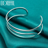 925 Silver Three Line Bangles Bracelet for Wedding