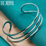 925 Silver 3 Line Bangles Bracelet Wedding Party Jewelry