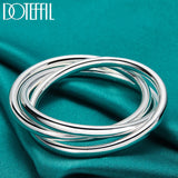 925 Silver Three Lines Bangle Bracelet Wedding Jewelry