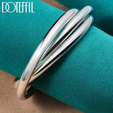 925 Silver 3-Line Bangle Bracelet Wedding Jewelry