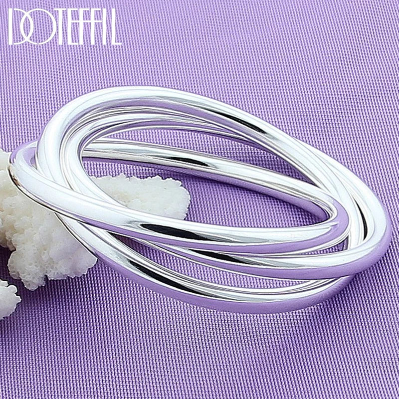 925 Silver 3-Line Bangle Bracelet