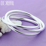 925 Silver Three Lines Bangle Bracelet Wedding Jewelry