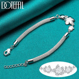 925 Silver Three Plum Rose Flower Bracelet Wedding Jewelry