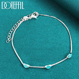 925 Silver Rhombus Beads Bracelet Box Chain Wedding Engagement Party Jewelry