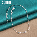 925 Silver Rhombus Beads Bracelet Box Chain Wedding Engagement Party Jewelry