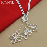 925 Silver 3 Snake Chain Butterfly Necklace for Women
