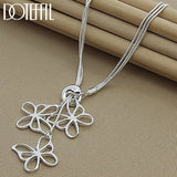 925 Silver 3 Snake Chain Butterfly Necklace for Women
