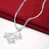 925 Silver 3 Snake Chain Butterfly Necklace for Women
