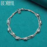 925 Silver Snake Chain Bead Bracelet Wedding Jewelry