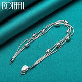 925 Silver Snake Chain Bead Bracelet Wedding Jewelry