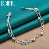 925 Silver Snake Chain Bead Bracelet Wedding Jewelry