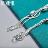 925 Silver Snake Chain Bead Bracelet Wedding Jewelry