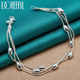 925 Silver Snake Chain Bead Bracelet Wedding Jewelry